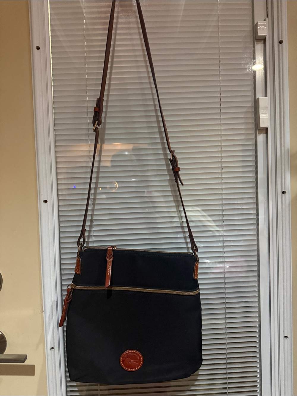 Dooney & Bourke Black Crossbody Bag with Brown Trim
